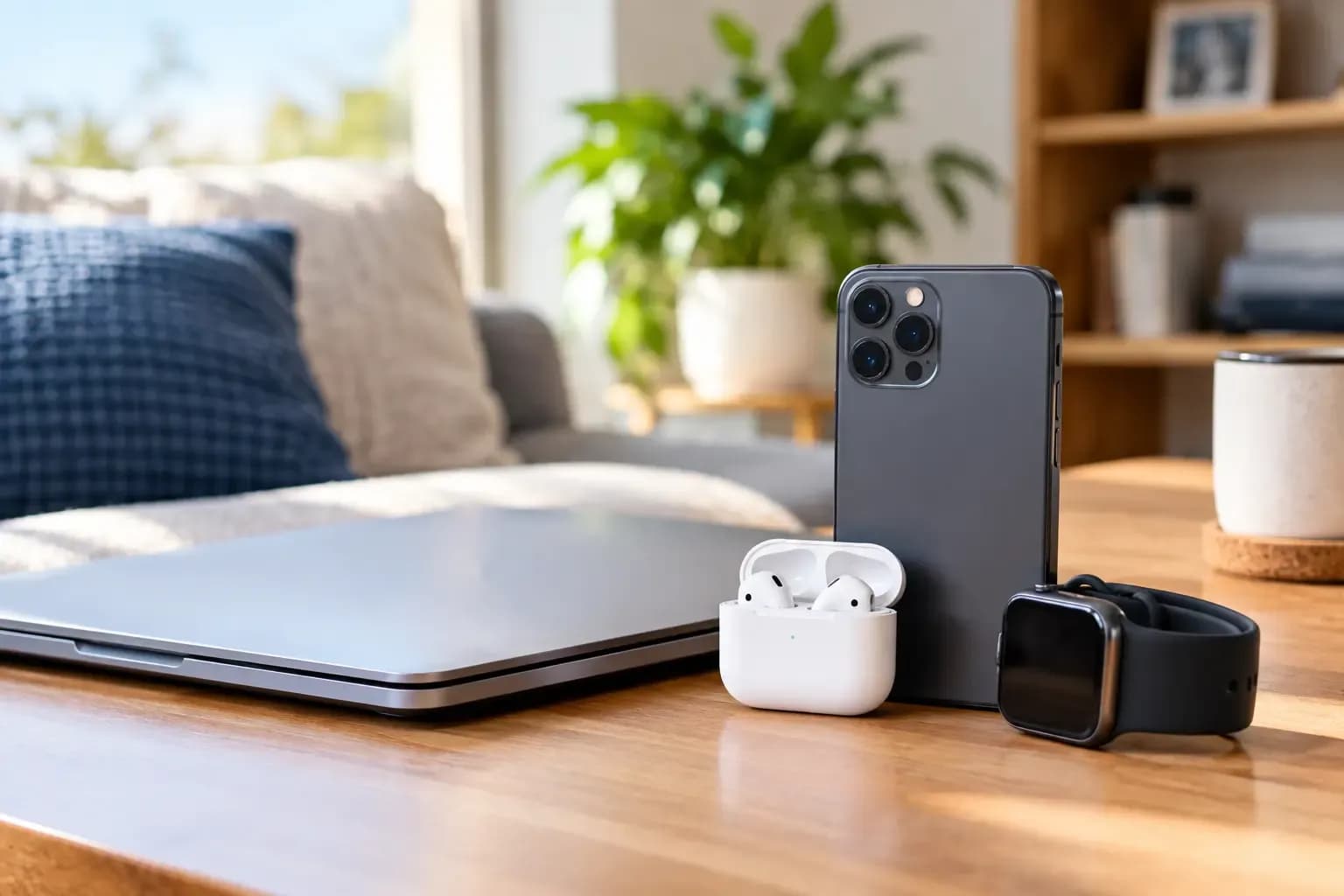 Laptop, smartphone and smart devices connected to home WiFi internet