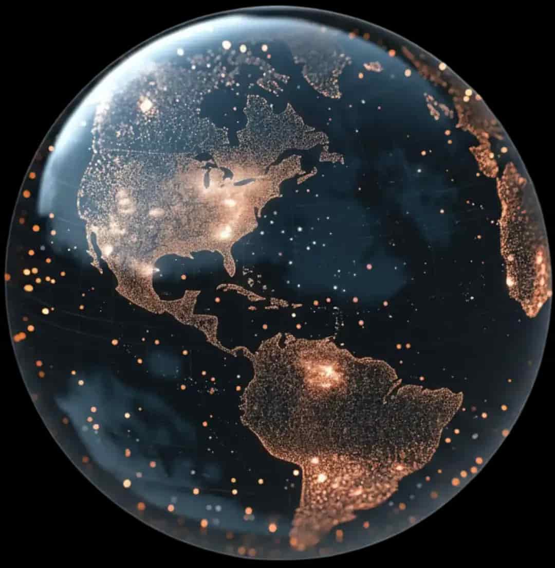 Digital globe highlighting connectivity across North and South America, representing RateWorld's telecom, internet, TV, and home services comparison platform.